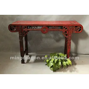 Chinese antique furniture pine wood Shanxi	red/black altar table