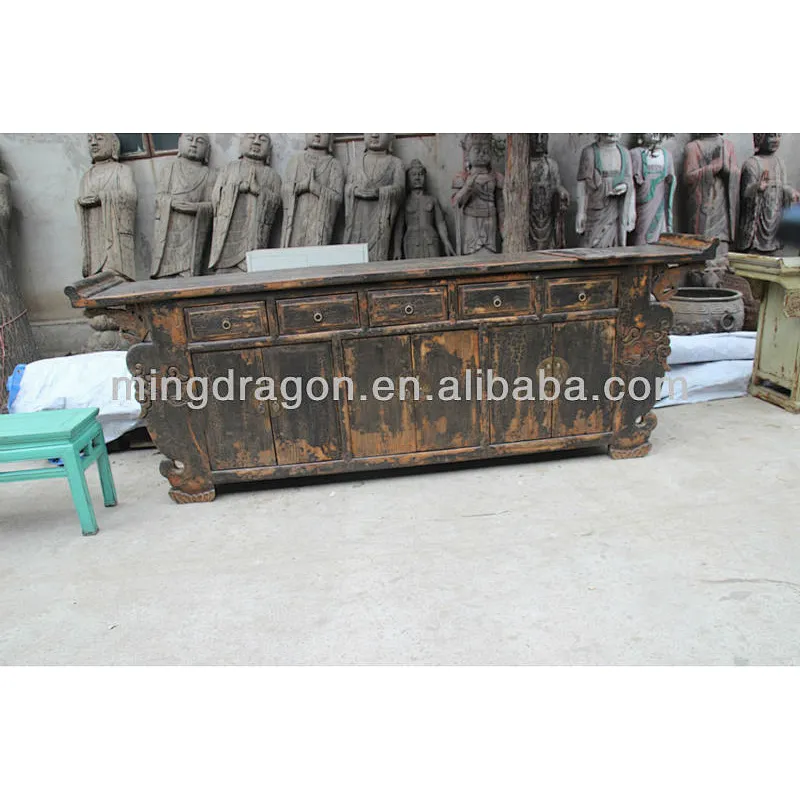 chinese antique black four drawer six door cabinet