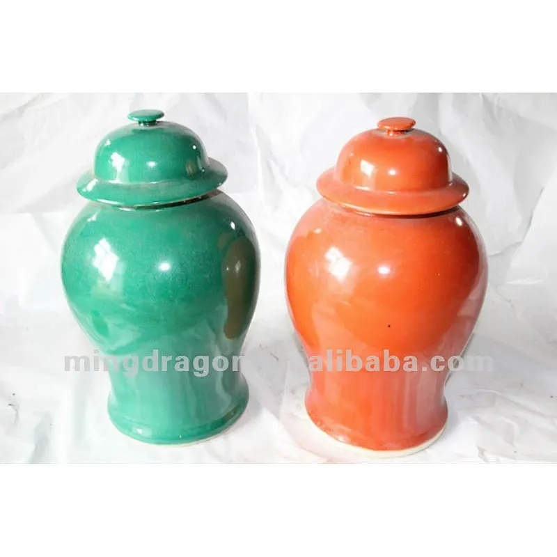 Chinese antique ceramic& porcelain green& orange pots