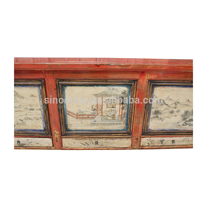 Chinese antique furniture shanxi painted long buffet sideboard