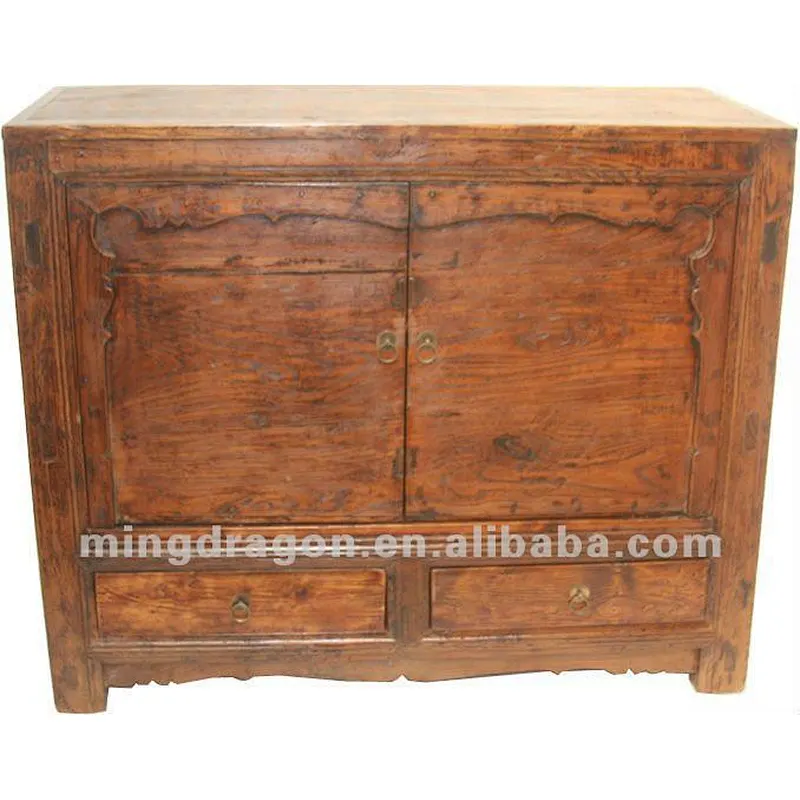 Chinese antique furniture pine wood Mongolian two door two drawer cabinet