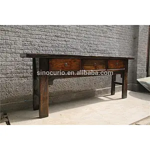 Chinese lacquer furniture antique wooden brown altar table & console table