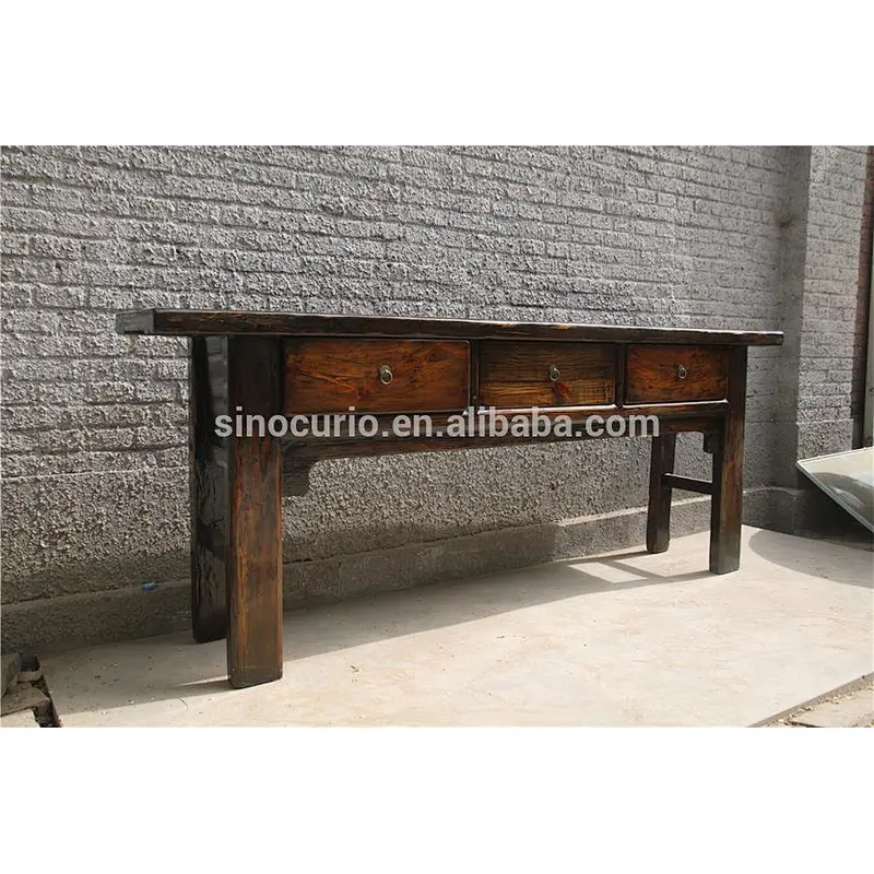 Chinese lacquer furniture antique wooden brown altar table & console table