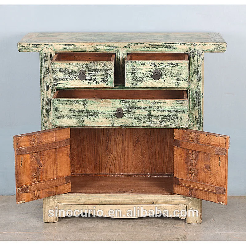 Chinese Antique Vintage Furniture Hand Painted Wooden Storage Cabinet