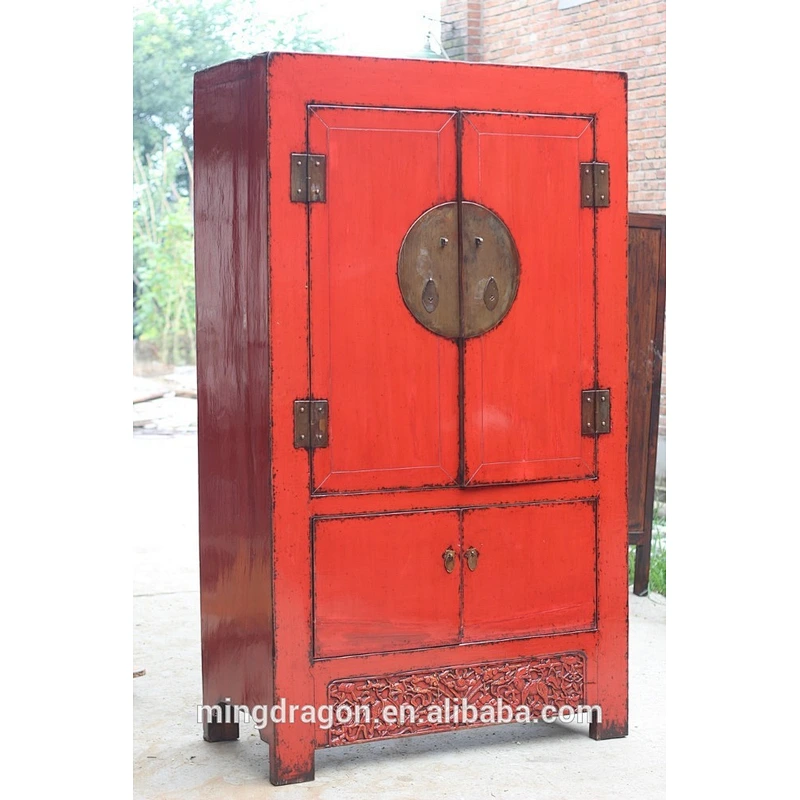 Chinese antique hand restored country style handpainted wardrobe armoire