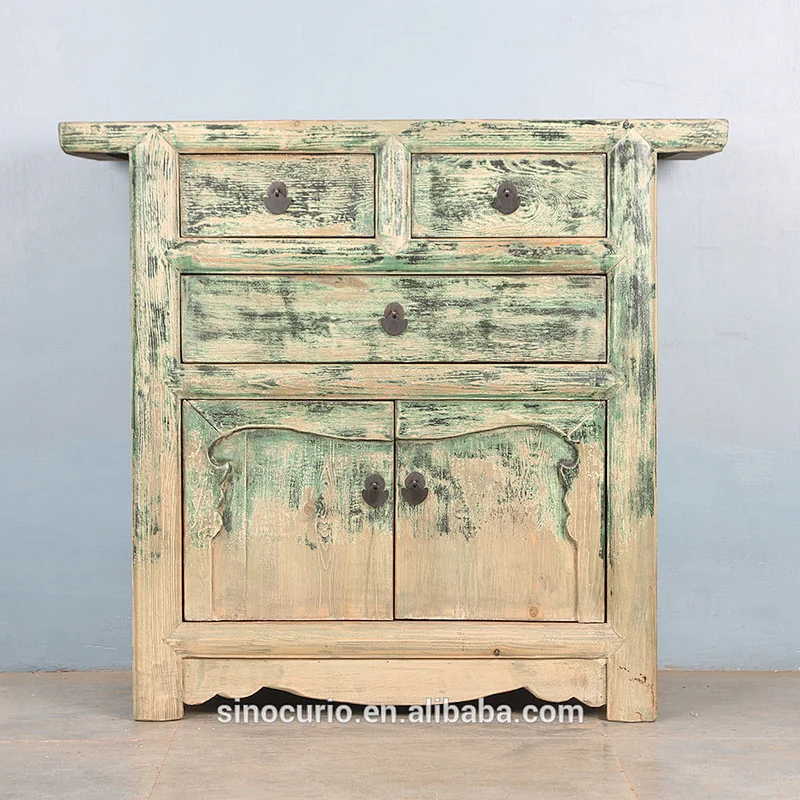 Chinese Antique Vintage Furniture Hand Painted Wooden Storage Cabinet