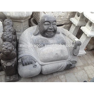 Antique Hand-carved happy stone buddha