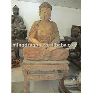 Chinese large hand carved wooden Buddha statue