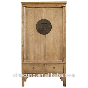 Chinese antique oak wood natural wedding cabinet