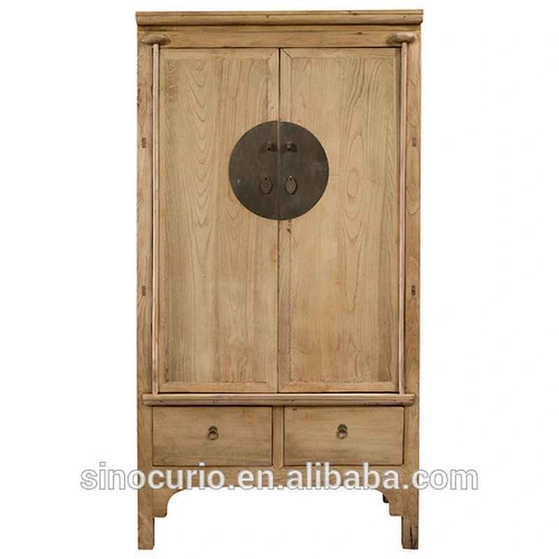 Chinese antique oak wood natural wedding cabinet