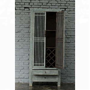 Chinese style living room rustic furniture reclaim wood distressed cabinet