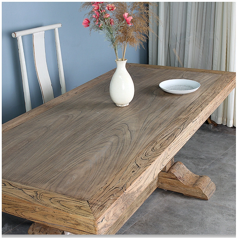 Popular long antique recycle solid wood dining table