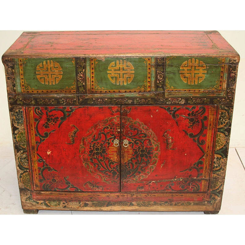 chinese antique painted Mongolian cabinet