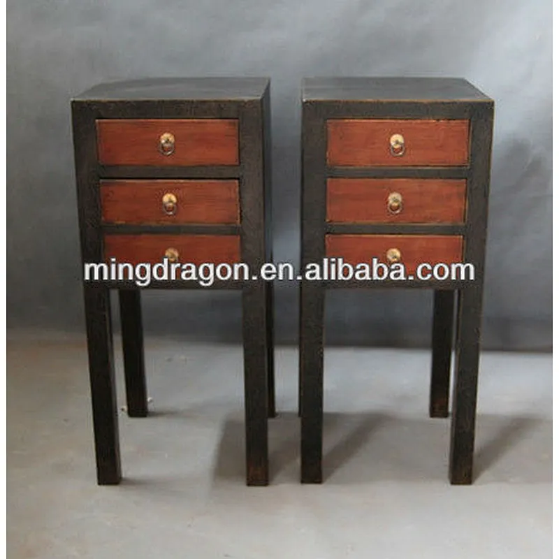 Chinese antique three drawer reclaimed wood flower stand