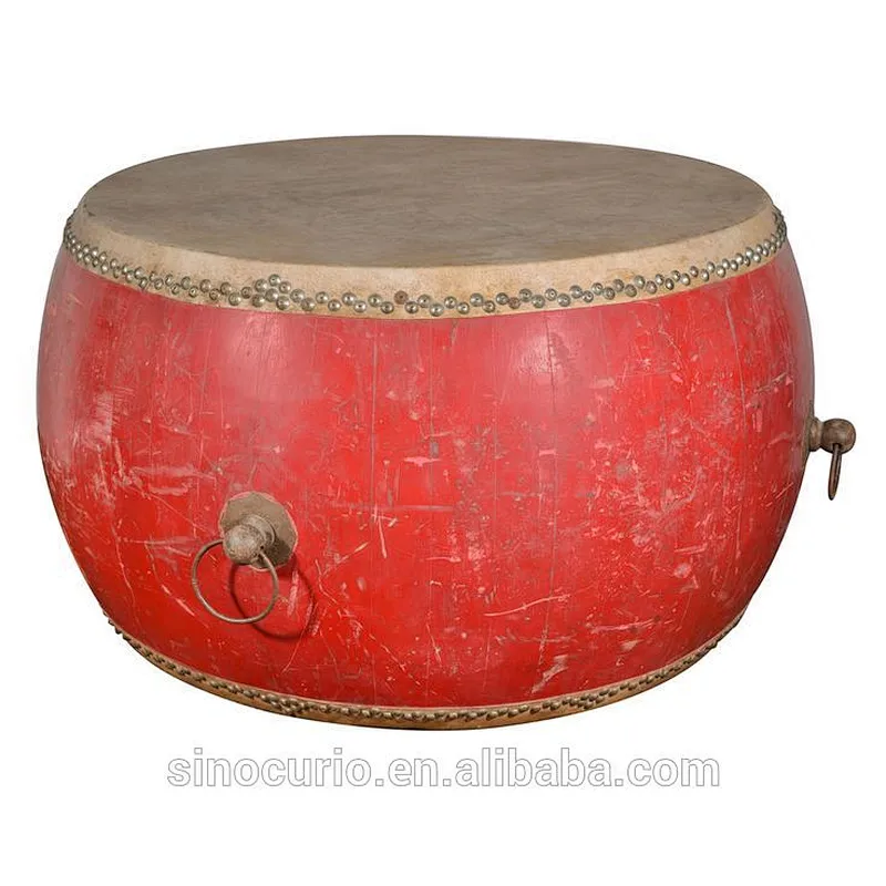 Antique solid wood living room drum table