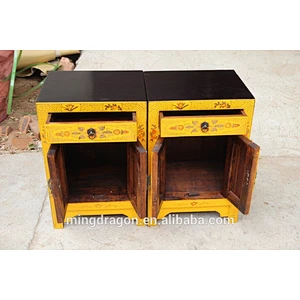 Chinese antique furniture solid wood two door drawing bedside cabinet