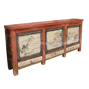 Chinese antique furniture shanxi painted long buffet sideboard