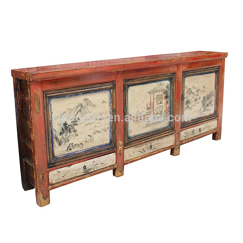 Chinese antique furniture shanxi painted long buffet sideboard