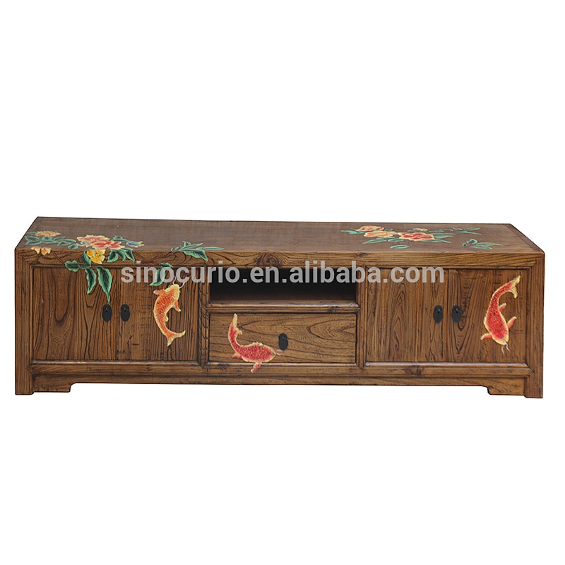 Beijing antique furniture painted solid wood tv stand & cabinet