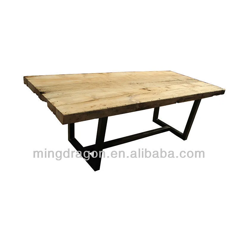 Chinese antique dinning table recycle wood iron leg