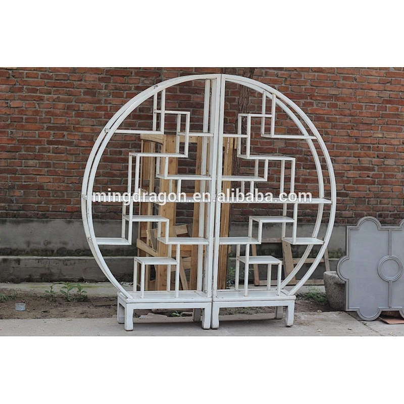 Chinese antique white antique-and-curio shelves