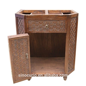 2017 Asian hand painted indian caved wood reproducition furniture cabinet