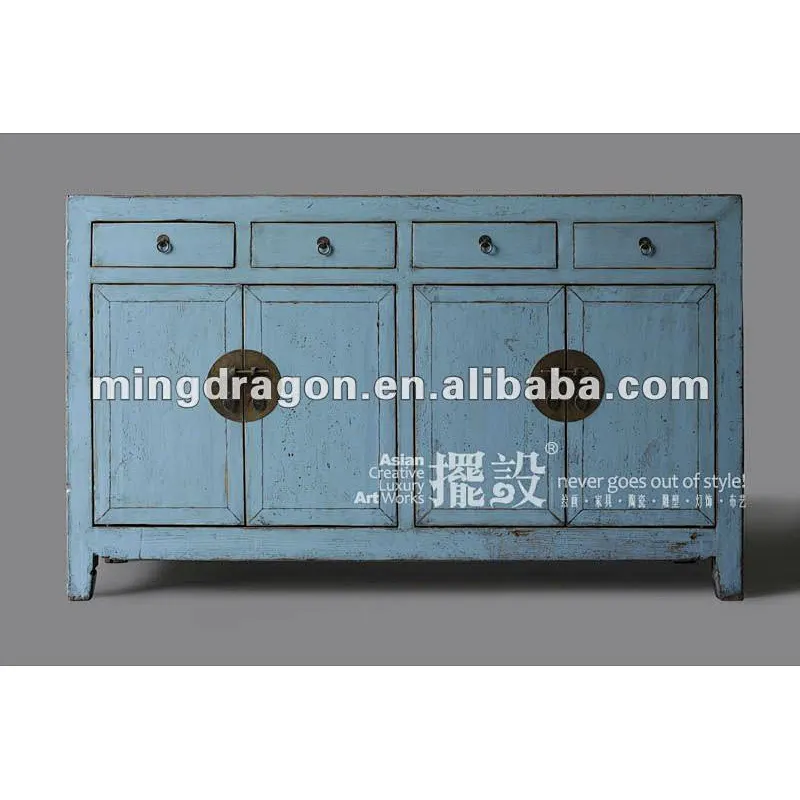 Chinese antique living room blue sideboard cabinet
