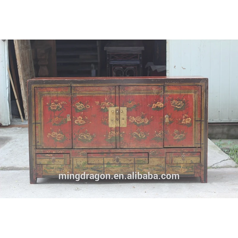 Asian Antiques Hand Painted Dongbei Cabinet