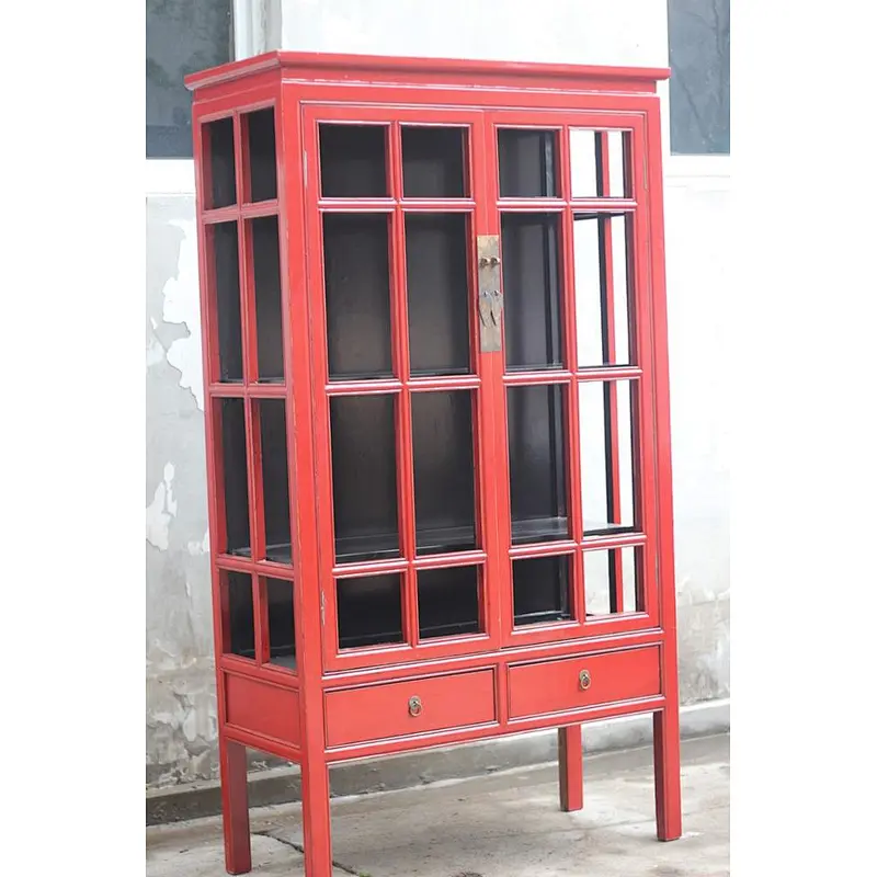 Living room divider storage display glass cabinet