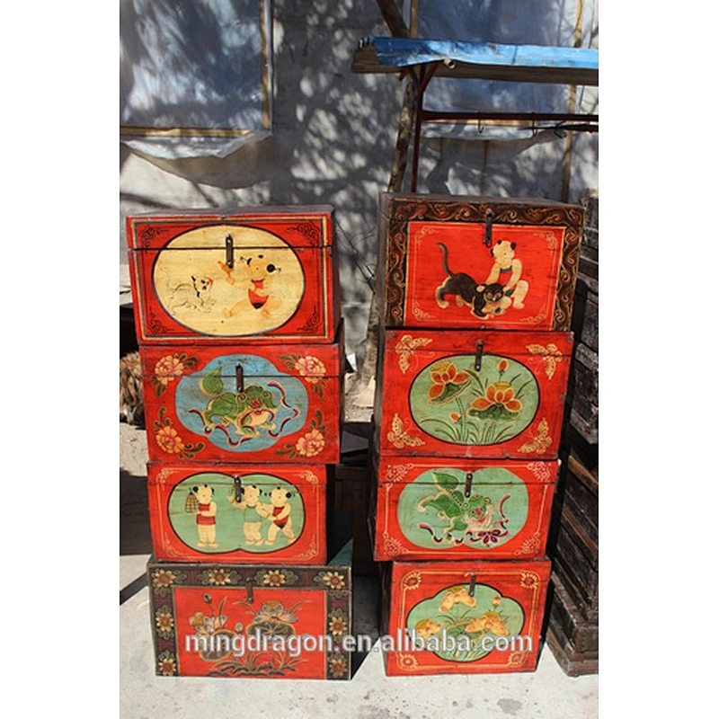 Chinese antique painting gift box storage chest