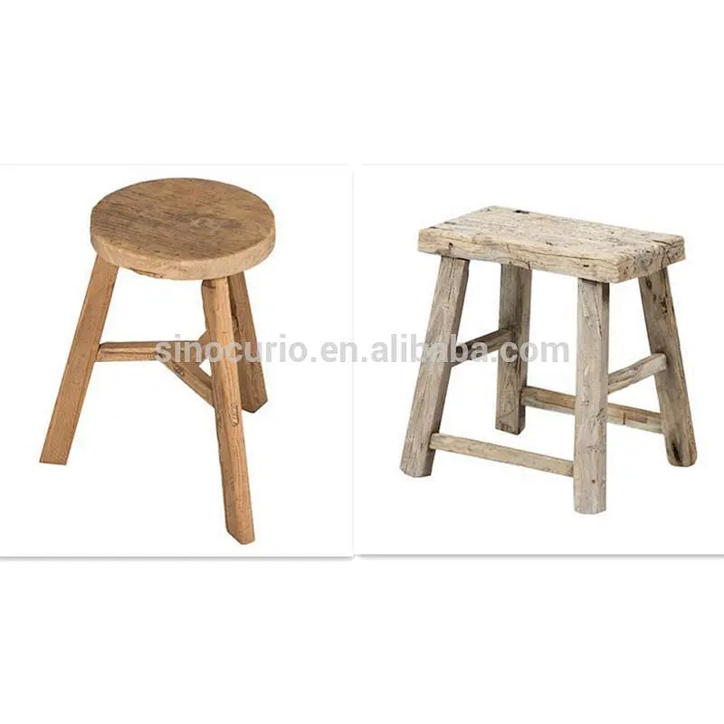 Chinese antique vintage rustic natural original recycle wood stool