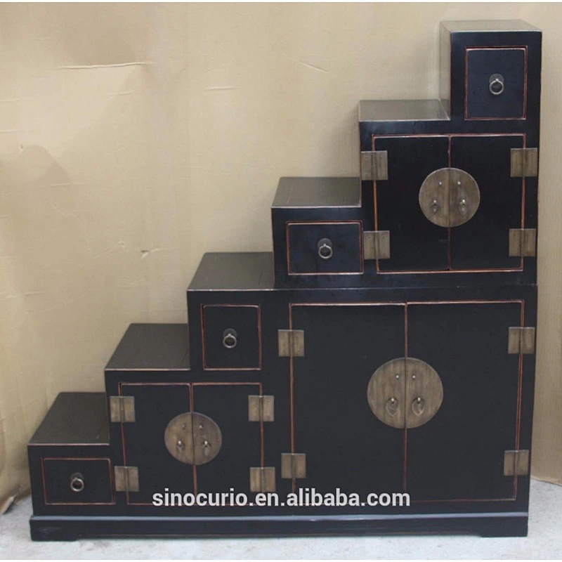 Chinese antique furniture L Straight Wooden Staircases Storage Cabinet