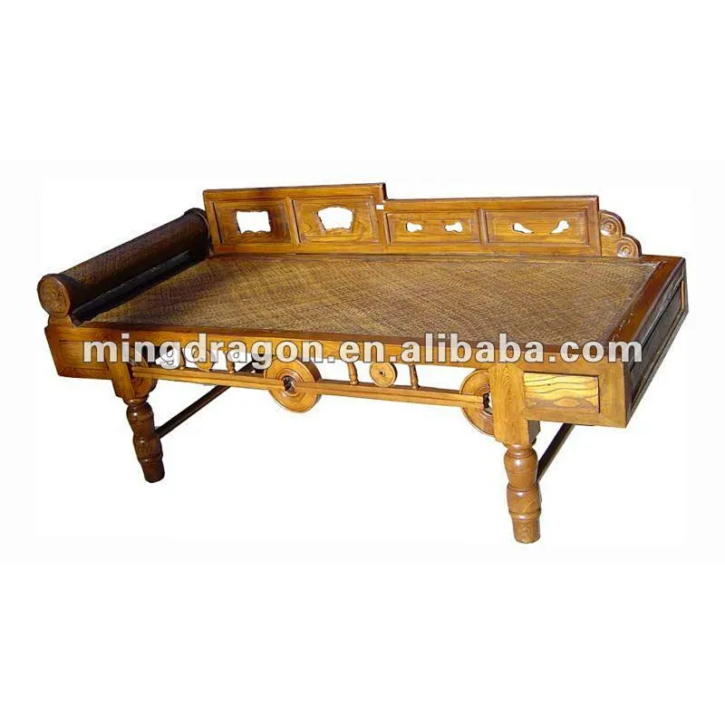 chinese antique yellow wooden bed