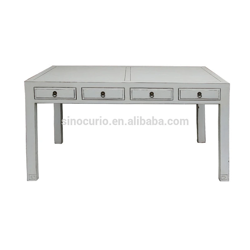 Asian antique furniture rustic office desk drawers table