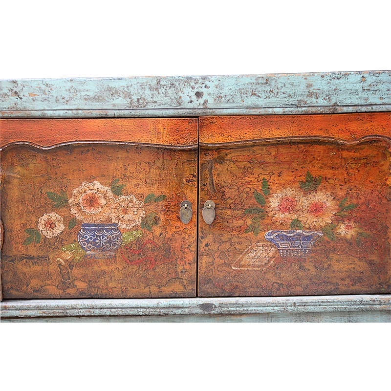 Asian antique hand paint lacquer sideboard furniture shoe cabinet for wholesale