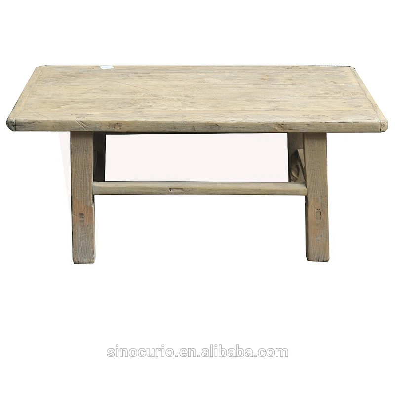 Recycled elm wood antique natural rustic coffee table