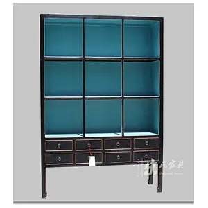 China antique solid wood glass door display cabinets showcase