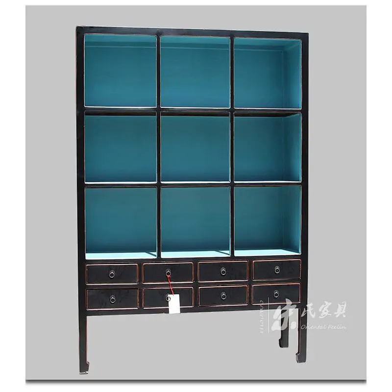 China antique solid wood glass door display cabinets showcase