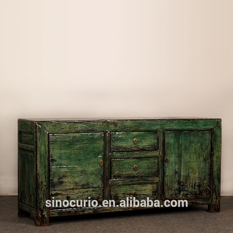 Antique Chinese Glossy Lacquer Wooden Sideboard