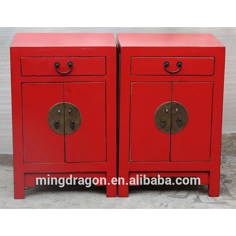 Chinese antique furniture solid wood painted bedside cabinet