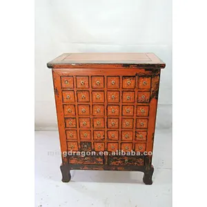 Chinese antique furniture pine wood orange Medicine cabinet