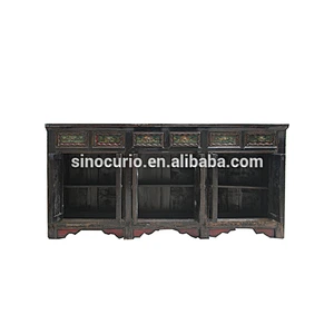 Chinese antique classic rustic glossy sideboard buffet for wholesale