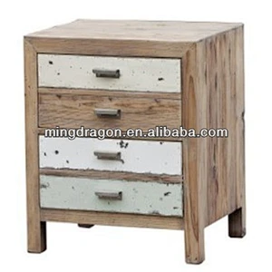 Chinese antique recycled wood distressed bedside cabinet