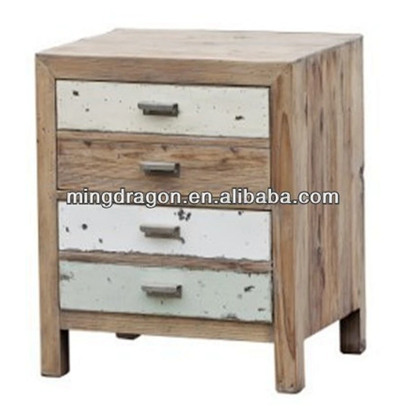 Chinese antique recycled wood distressed bedside cabinet