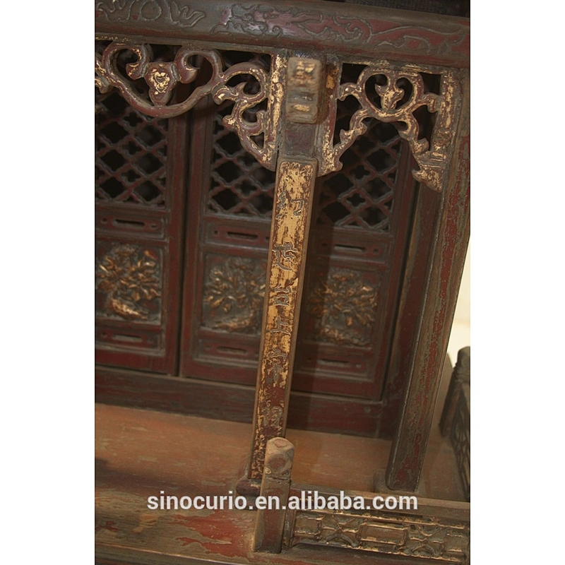Antique oriental hand carved solid wood Buddha Niches