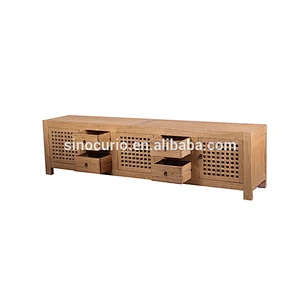 Chinese new model reproduction reclaimed elm television stand tv cabinet with showcase