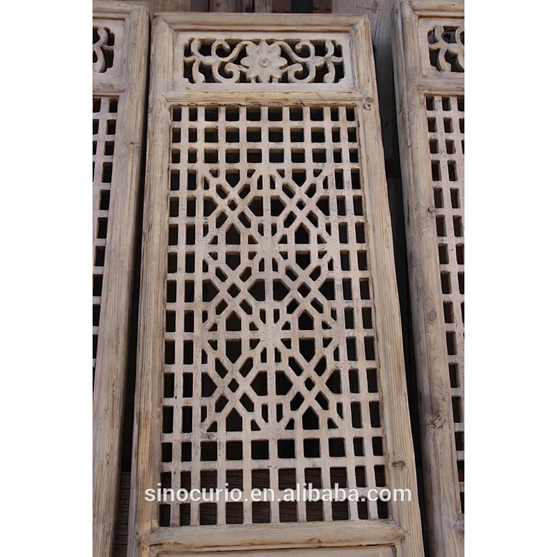 Chinese Antique Carving Wood Folding Screen Room Divider