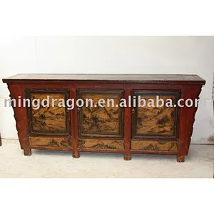 Three Door Antique Paintig TV Console