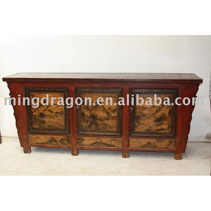 Three Door Antique Paintig TV Console