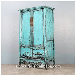 Vintage handmade distressed solid wood furniture wardrobe